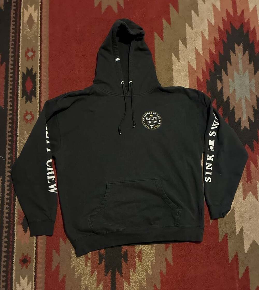 Salty Crew Hoodie Size XL Black Find Refuge In The Sea Sink Swim